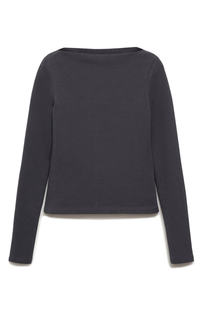 MANGO Murmi Long Sleeve Cotton Boat Neck T-Shirt, Alternate, color,