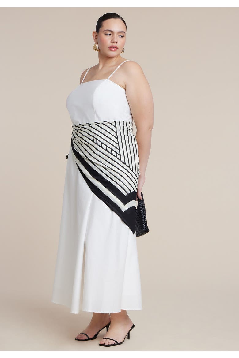 Scarf Detail Midi Dress, Alternate, color, COCONUT MILK