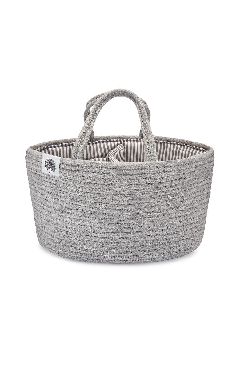 Parker Baby Co. Rope Diaper Caddy, Main, color, Gray