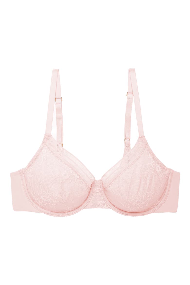 Love Lace Underwire Bra, Alternate, color, PINK PEARL/ WARM WHITE