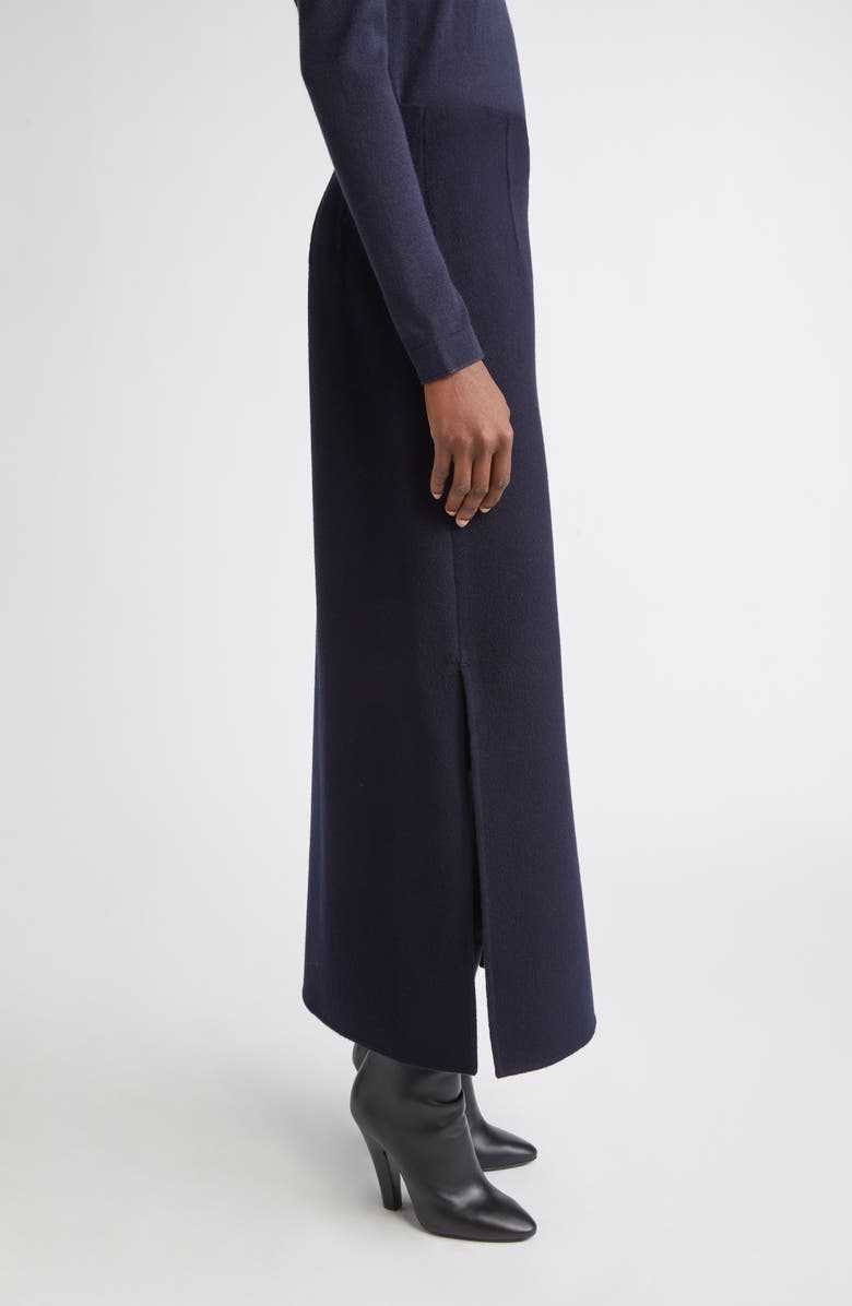 Lafayette 148 New York High Waist Side Slit Wool & Cashmere A-Line Maxi Skirt, Alternate, color, Ink