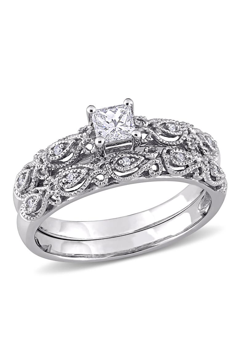 1/3 CTW Diamond Princess Bridal Ring Set 10k, Main, color, 10k White Gold
