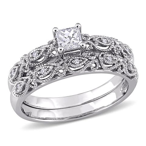 1/3 CTW Diamond Princess Bridal Ring Set 10k