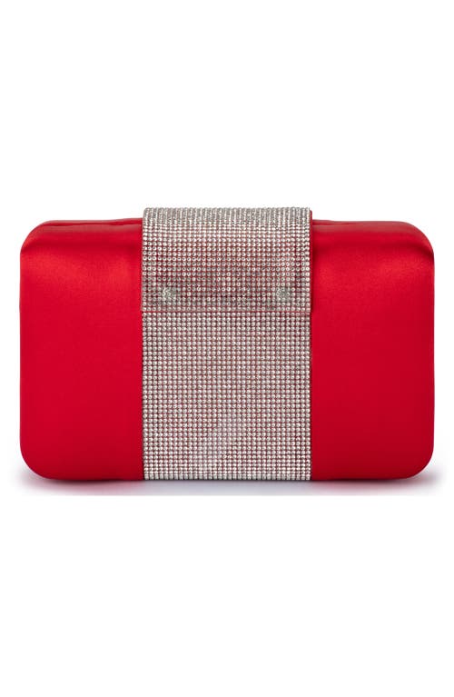 Olga Berg Aubrey Crystal Trim Clutch In Red