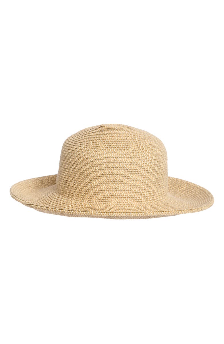 Nine West Downturn Straw Floppy Hat, Alternate, color, Neutral Combo