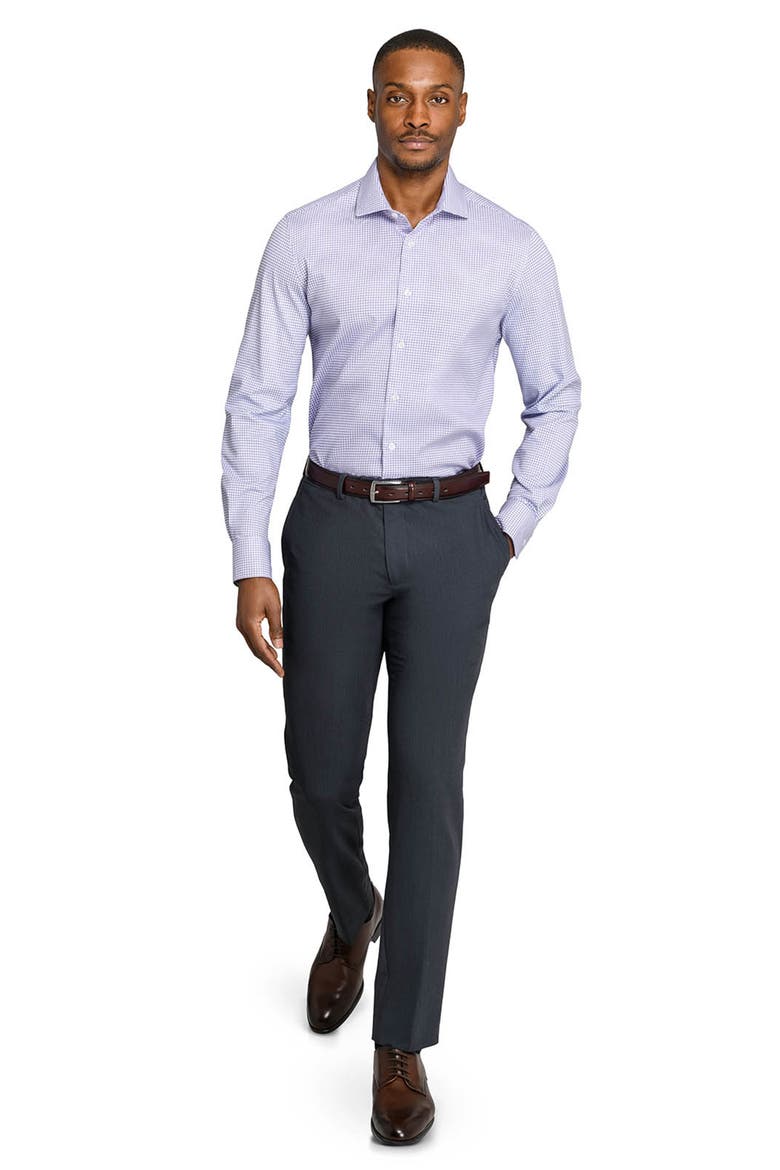 Slim Fit Check Reworked Button-Up Shirt, Alternate, color, WHITE/ PURPLE