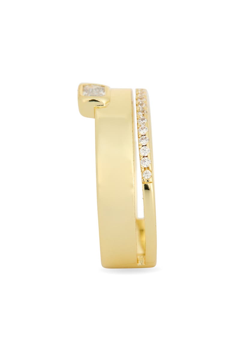 Cubic Zirconia Double Band Ring, Alternate, color, CLEAR- GOLD