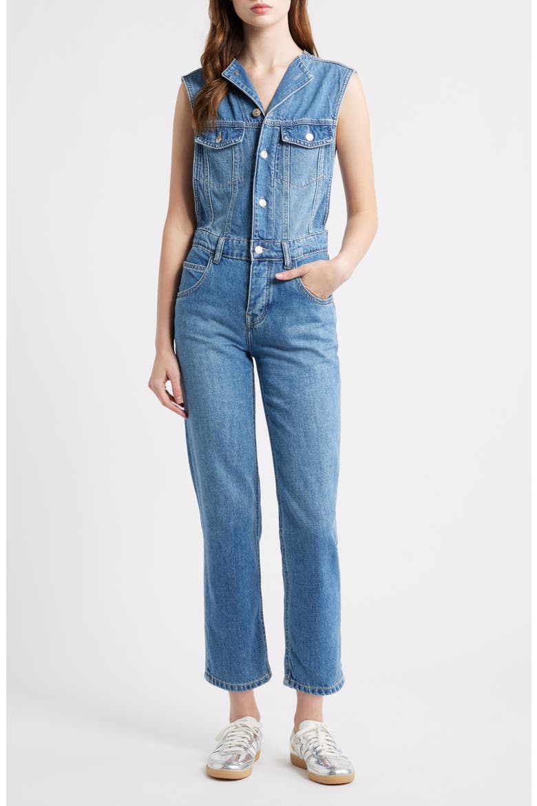 All You Need Denim Jumpsuit, Main, color, BEA BLUE
