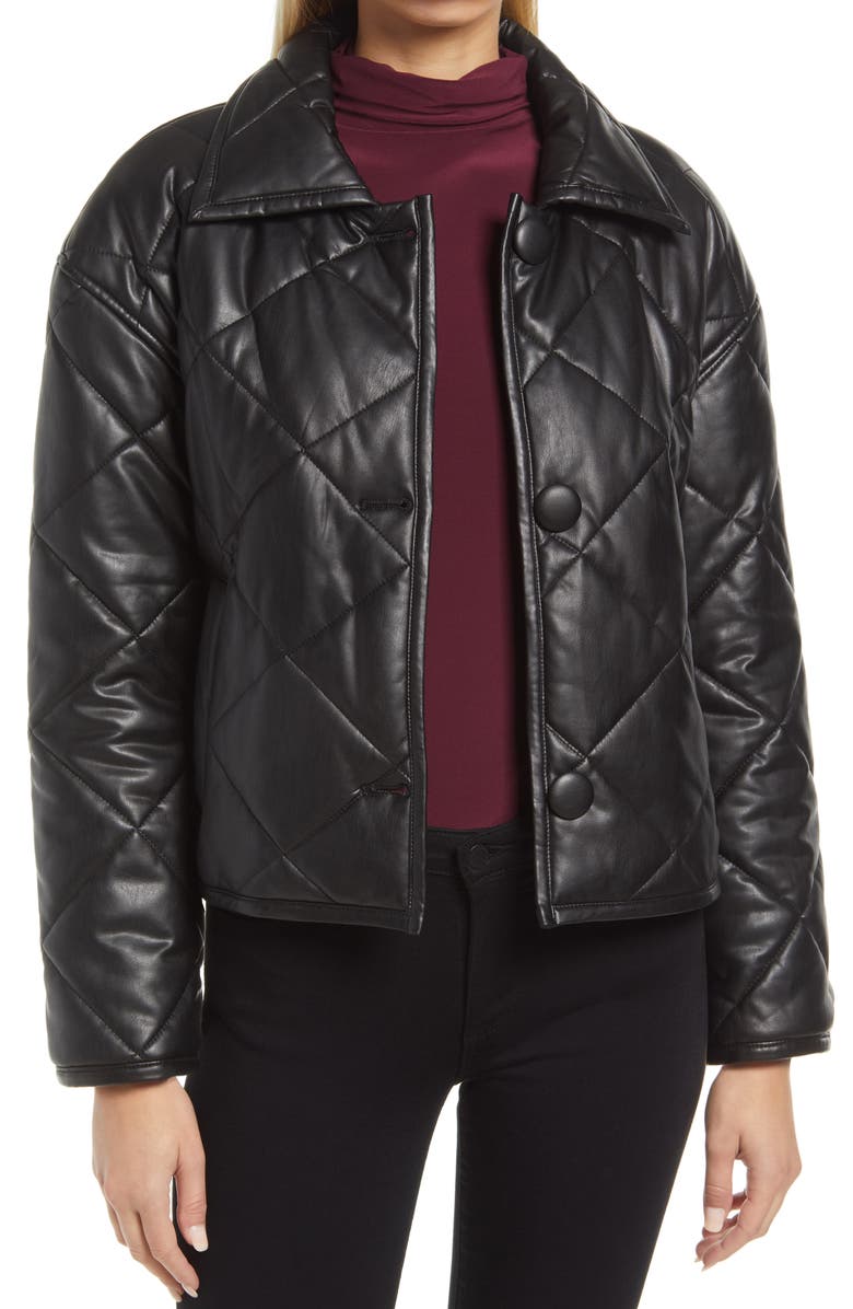 Halogen<sup>®</sup> Quilted Faux Leather Jacket, Main, color,