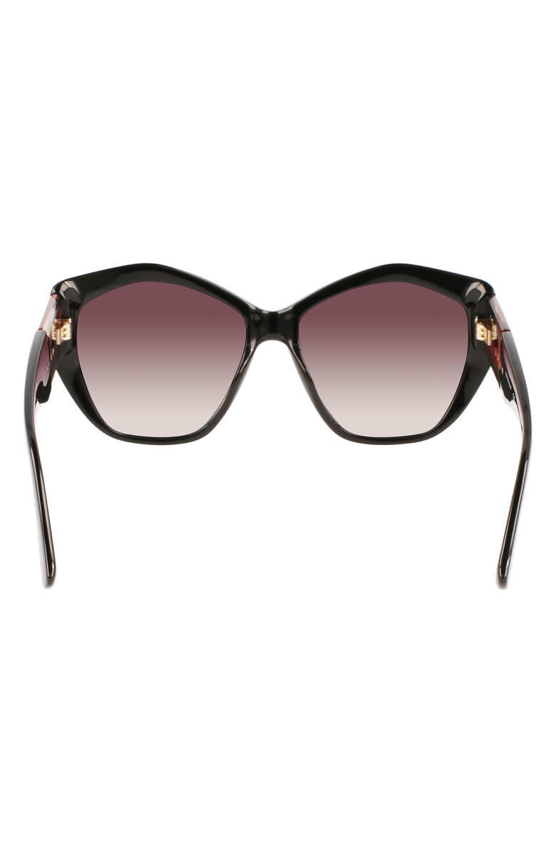 Longchamp 57mm Roseau Tea Cup Sunglasses, Alternate, color, Black