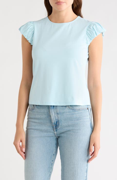 Ruffle Cap Sleeve T-Shirt