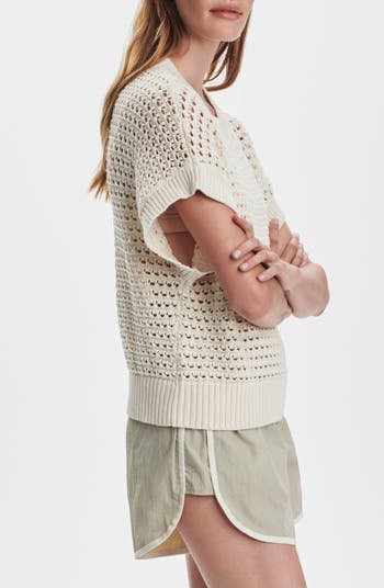 Julianna Open Knit Short Sleeve Sweater