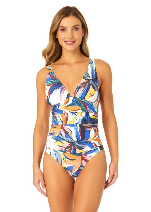 Shop Anne Cole Riviera Floral Soft Band Shirred One Piece Swimsuit