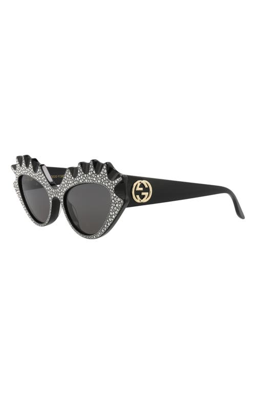 Gucci 52mm Crystal Pavé Cat Eye Sunglasses In Gray