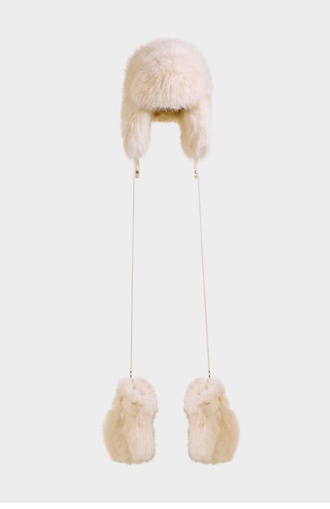 Lira Faux Fur Aviator Hat & Mitten Set