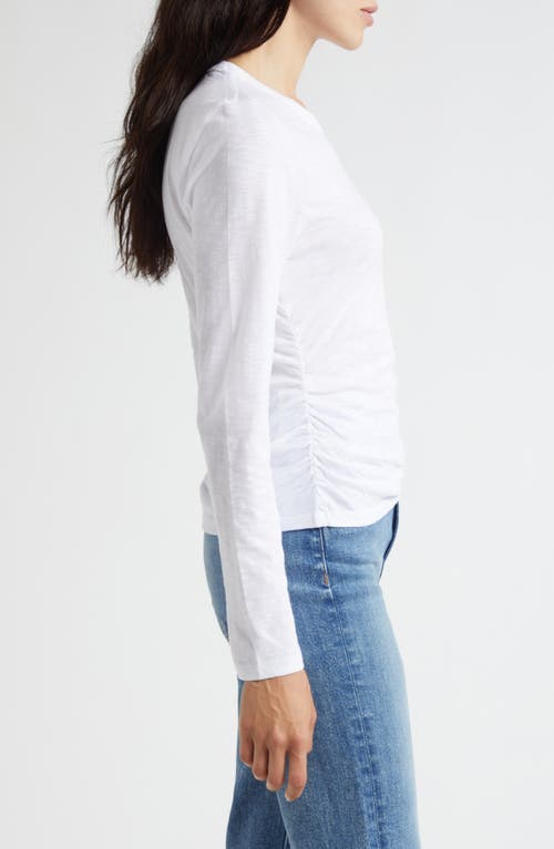 Veronica Beard Mason Gathered Shoulder Baseball Tee In White