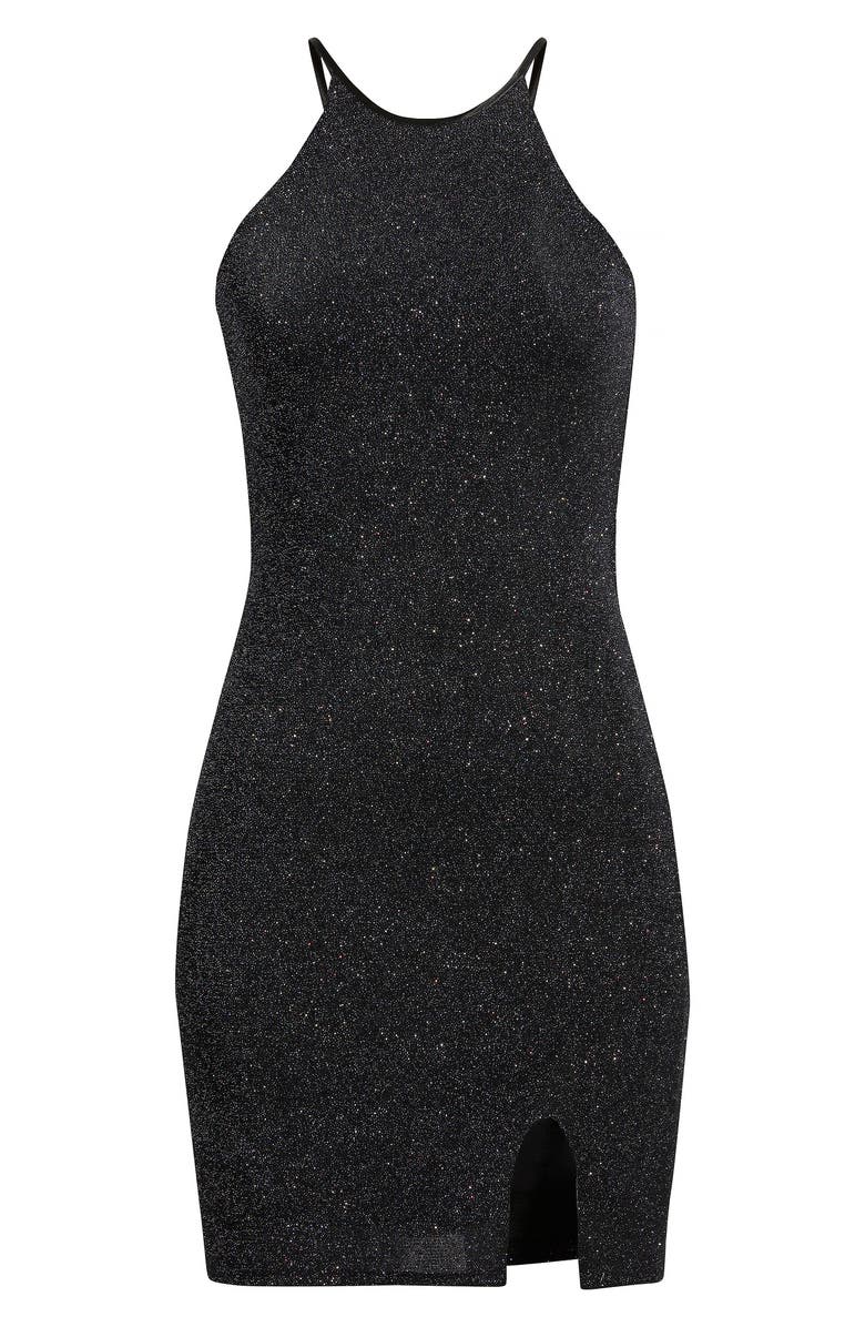 Jump Apparel Glitter Body-Con Minidress, Alternate, color, Black