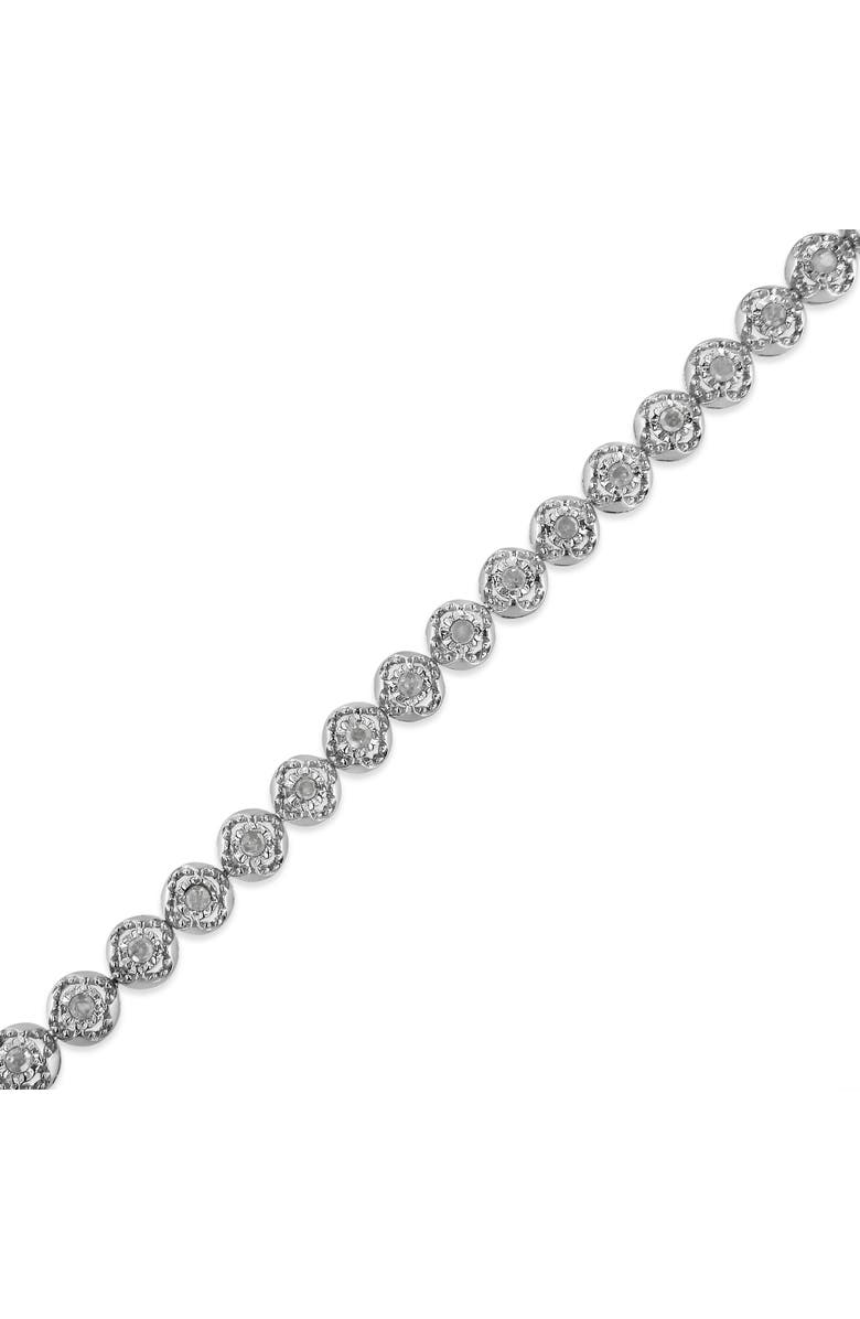 Haus of Brilliance Silver 1.0 Cttw Diamond Open Quatrefoil Flower Circle-Link Tennis Bracelet, Alternate, color, White