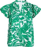 SUGARLIPS Masey Tropical Keni Split Neck Cotton Top