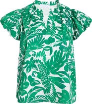 SUGARLIPS Masey Tropical Keni Split Neck Cotton Top
