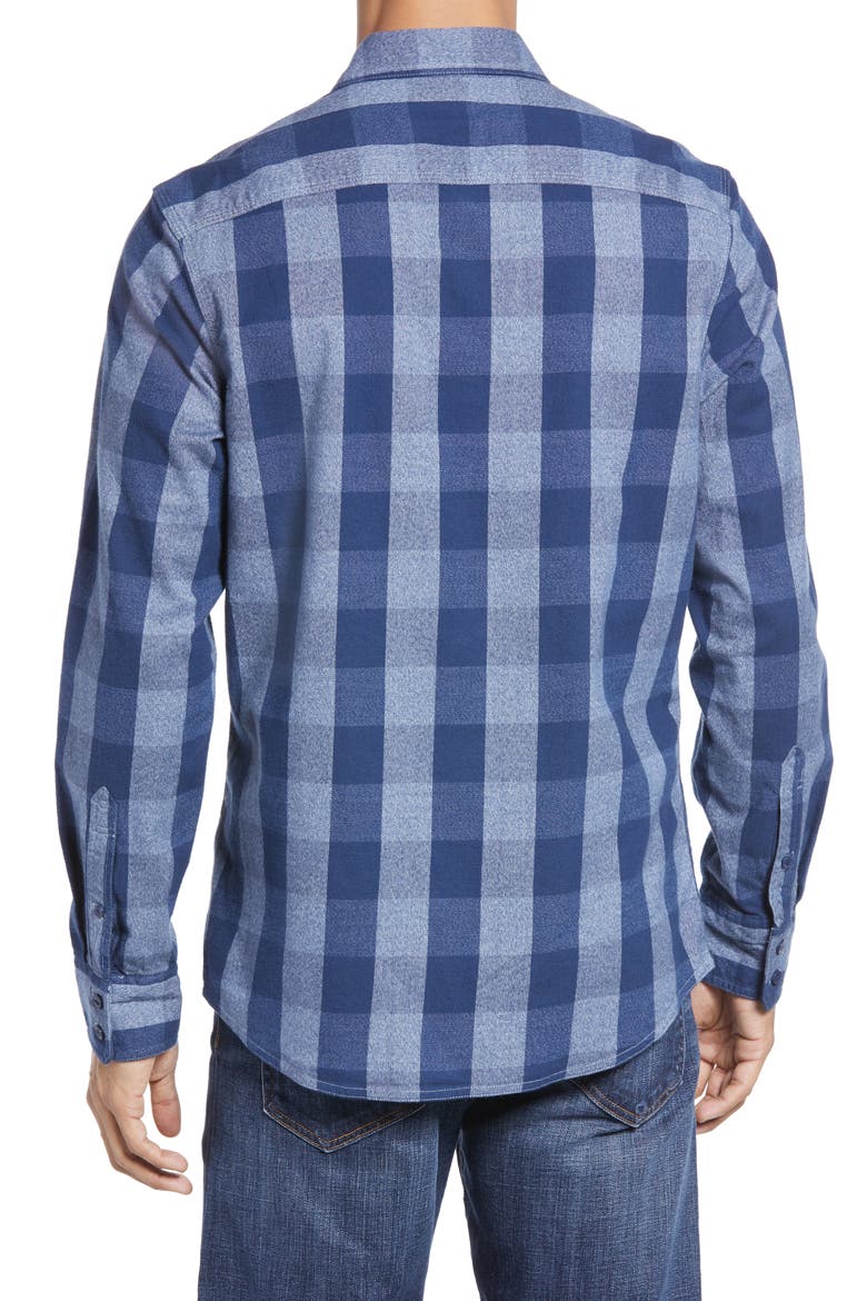 Trim Fit Buffalo Check Stretch Flannel Button-Up Shirt, Alternate, color, NAVY GREY JASPE BUFFALO