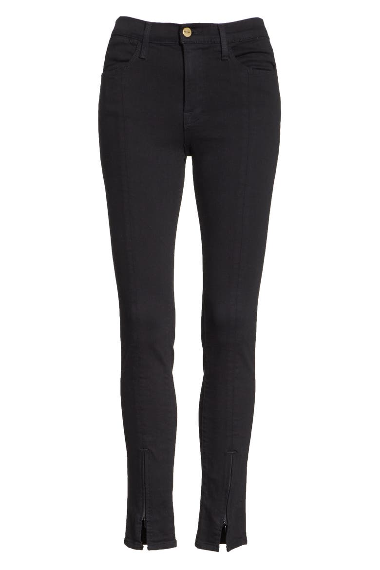 Le High Split Hem Skinny Jeans, Alternate, color, FILM NOIR