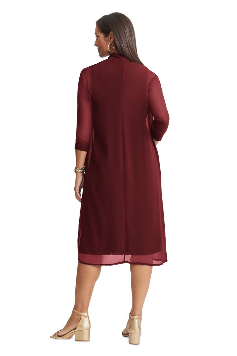 2 Piece Lace Jacket Dress, Alternate, color, RICH BURGUNDY