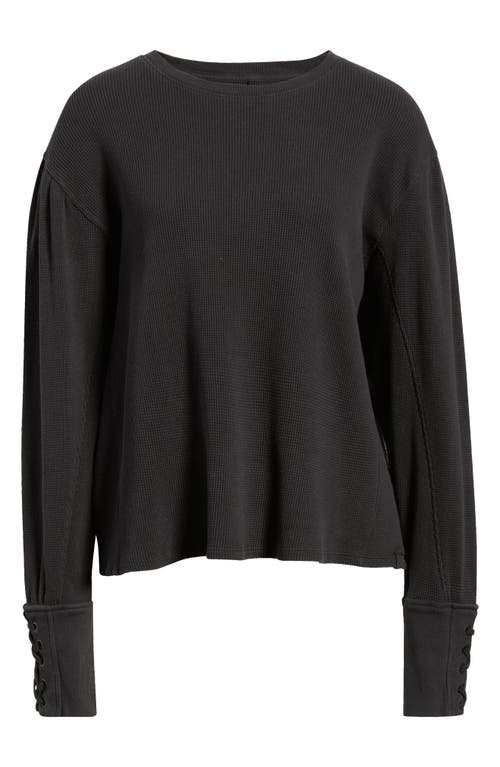 Free People Lapis Lace-up Cuff Cotton Thermal Top In Multi