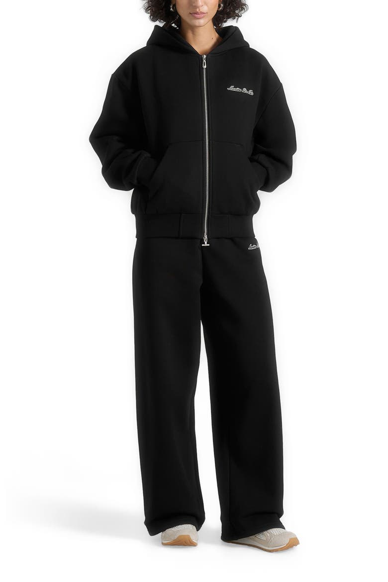 Unisex Signature Relaxed Fit Zip Hoodie, Alternate, color, Black