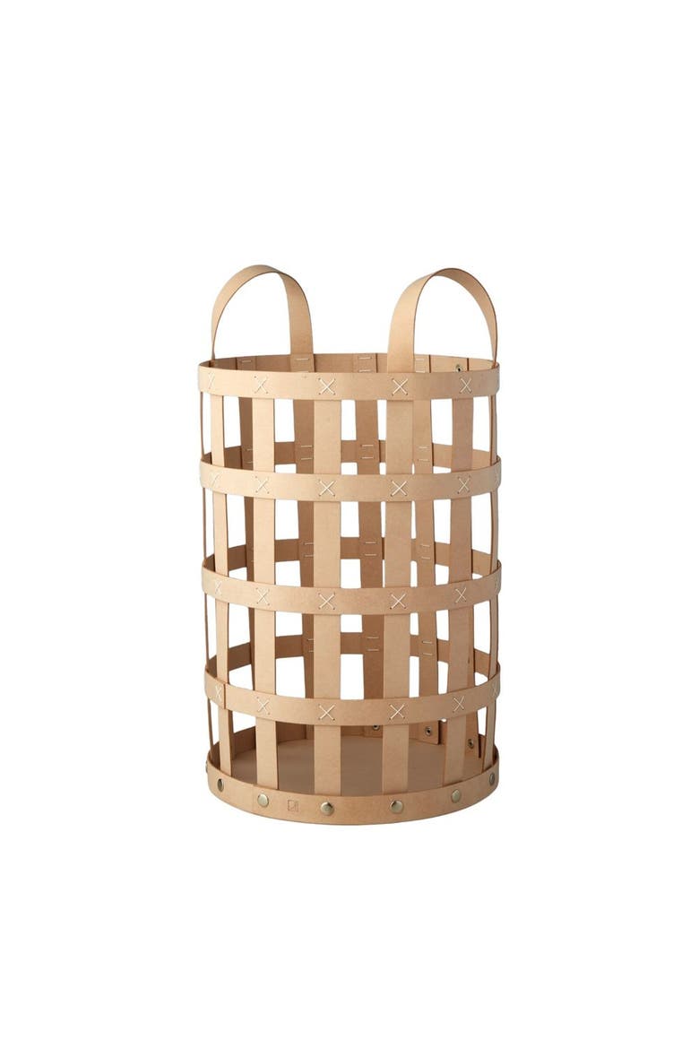 Pali Recycled Leather Everything Basket, Main, color, Natural