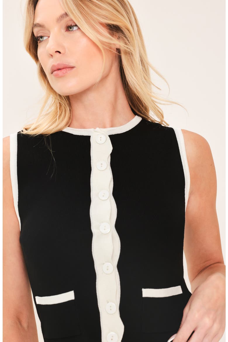 Colorblock Sleeveless Crop Cardigan, Alternate, color, BLACK