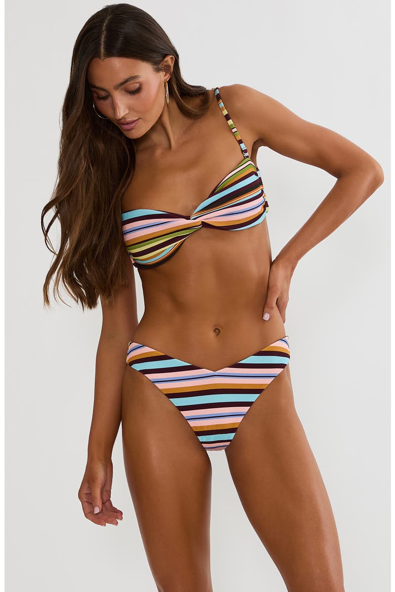 Juno Twisted Bandeau Bikini Top, Alternate, color, PARADISE STRIPE