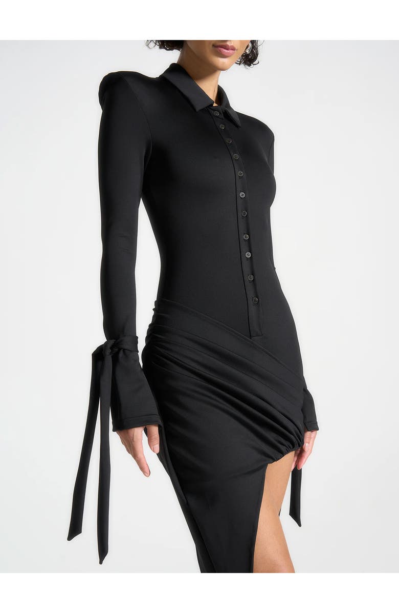 Manière De Voir Diane Draped Asymmetric Mini Dress, Alternate, color, Black