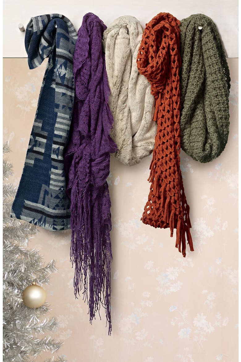 Frenchi® Waffle Knit Infinity Scarf, Alternate, color, BLACK
