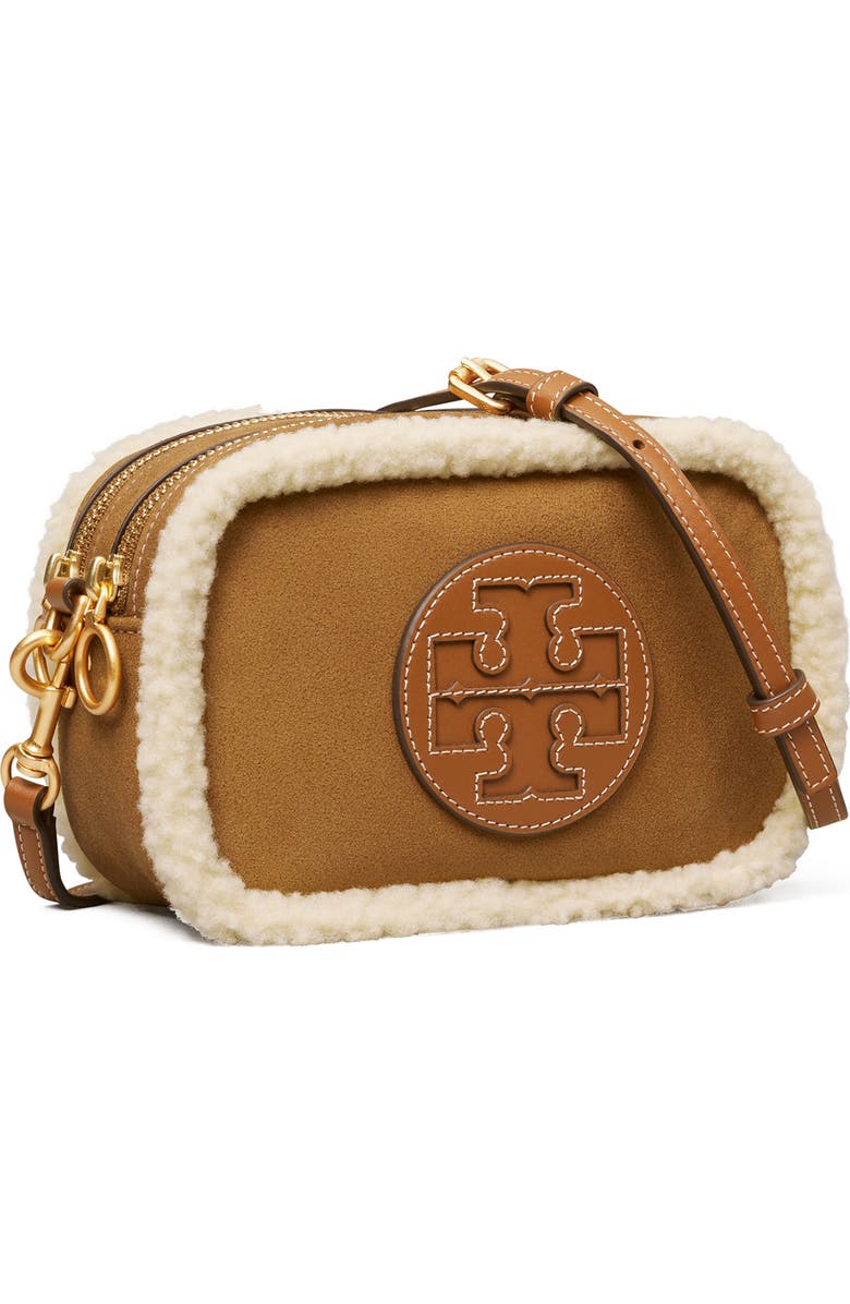 Tory Burch Perry Bombe Genuine Shearling Crossbody Bag, Alternate, color,