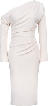 HOUSE OF CB Arista Pleated One-Shoulder Long Sleeve Cocktail Dress