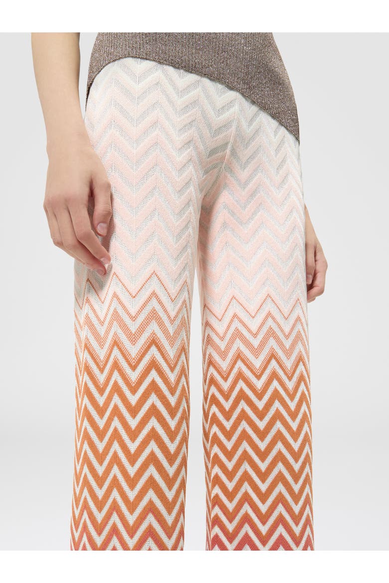 Trousers In Cotton And Viscose Chevron Dégradé, Alternate, color, Pink & Rust