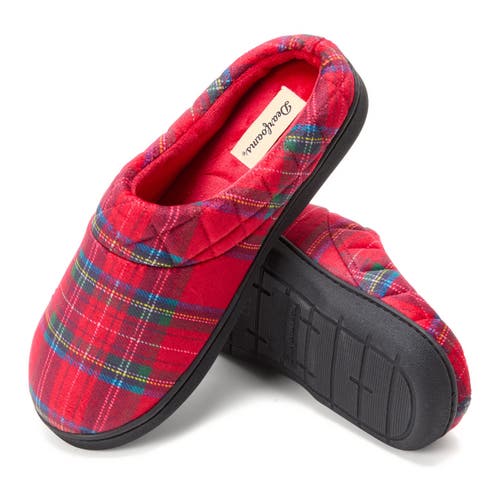Dearfoams Darcy Quilted Cuff Velour Clog Slipper In Red