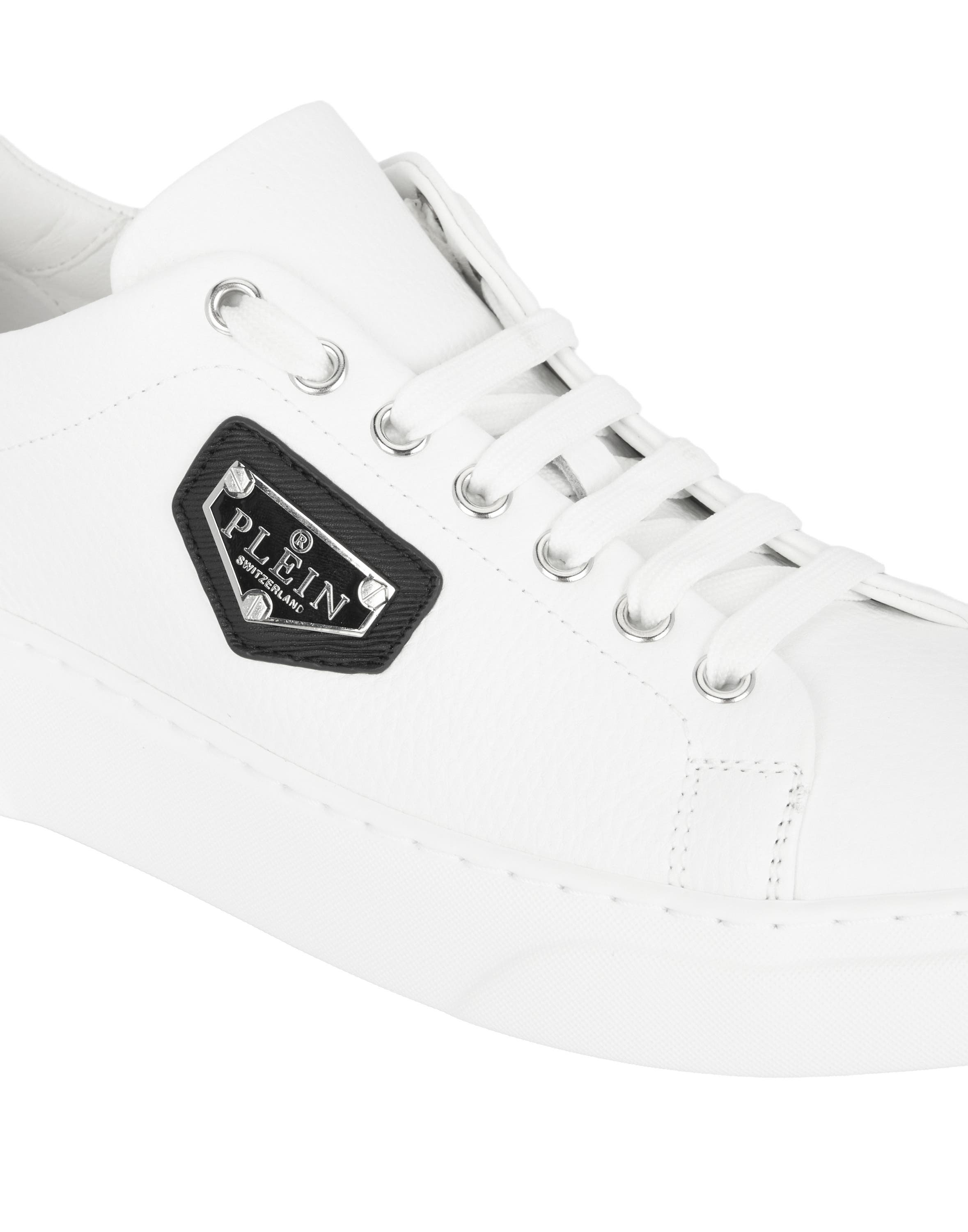 Leather Lo-Top Sneakers Iconic Plein Unisex, Alternate, color, white