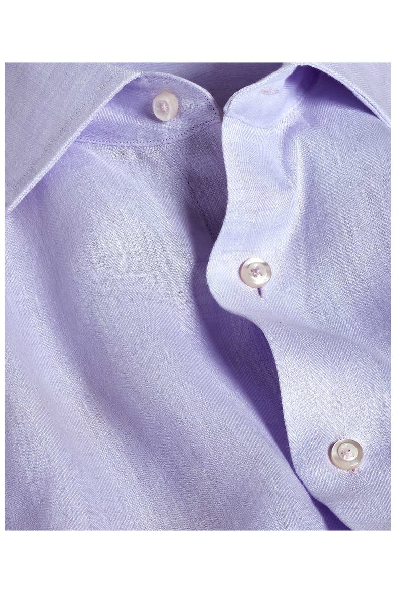 Trim Fit Herringbone Linen Dress Shirt, Alternate, color, LILAC