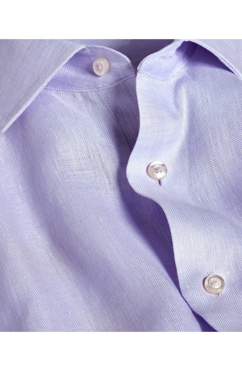 David Donahue Herringbone Linen Dress Shirt, Alternate, color, 