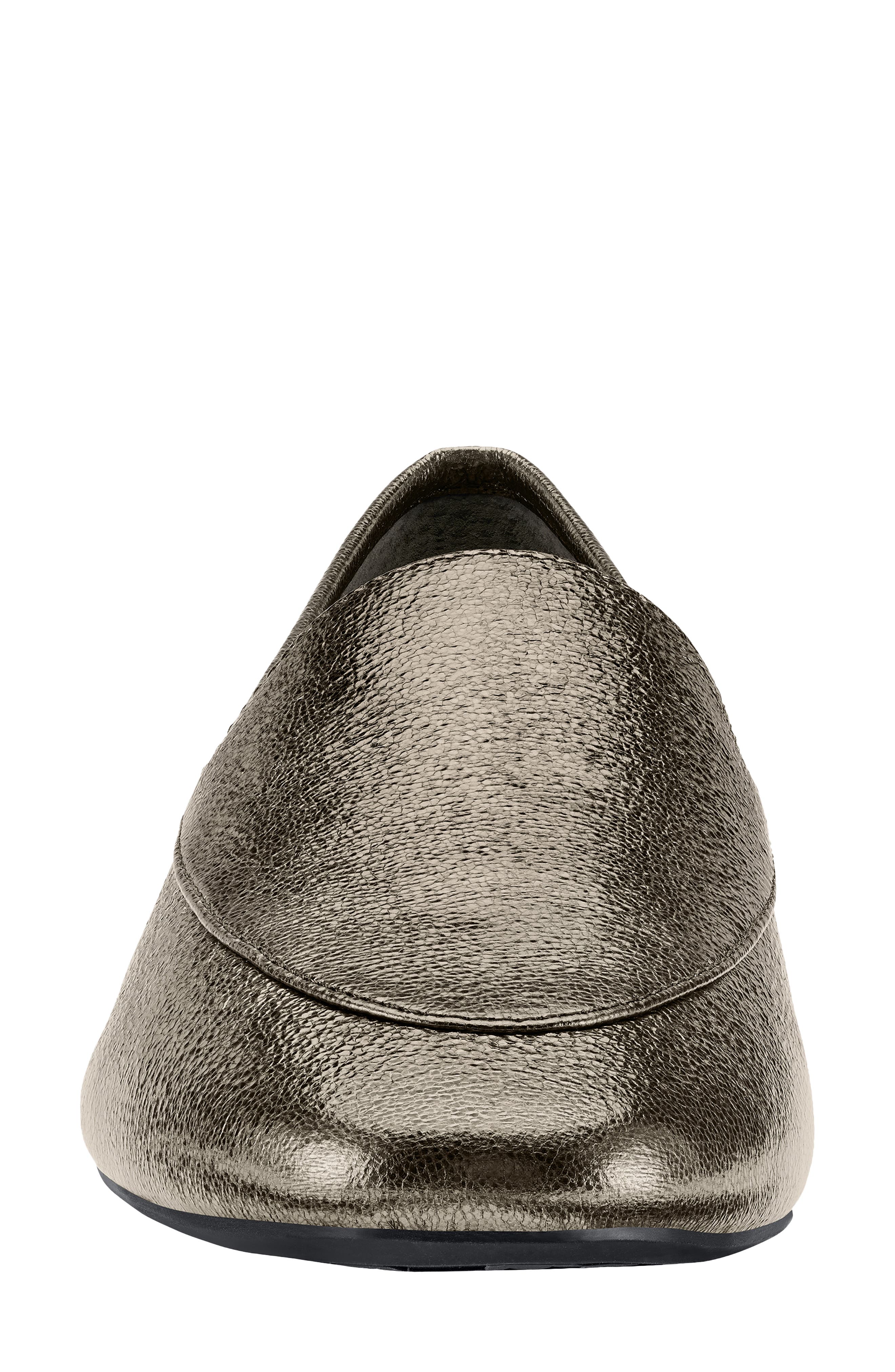 Vesper Leather Flat, Alternate, color, PEWTER LEATHER