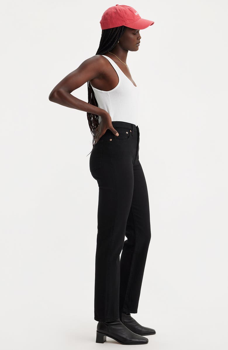 Levi's<sup>®</sup> Wedgie High Waist Straight Leg Jeans, Alternate, color, Flash Black