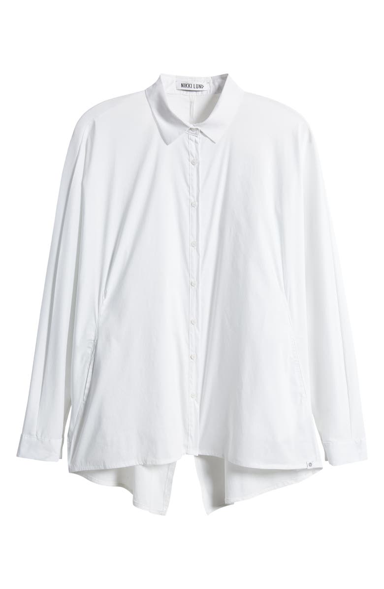 NIKKI LUND Hailey Oversize Stretch Poplin Shirt, Alternate, color, White