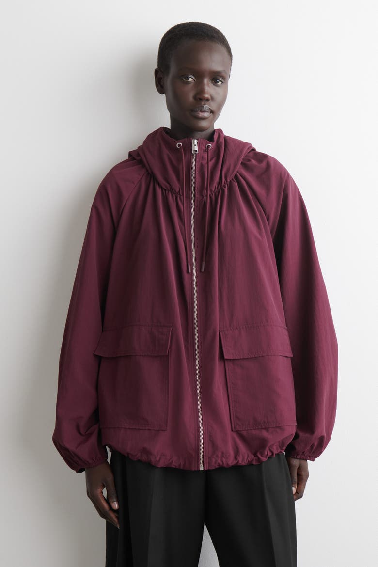 Technical Hooded Parka Jacket, Alternate, color, DARK RED