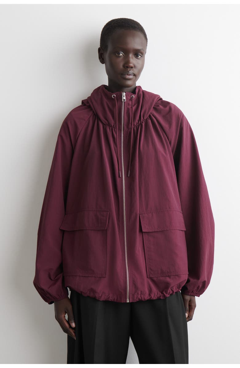 COS Technical Hooded Parka Jacket, Alternate, color, Dark Red
