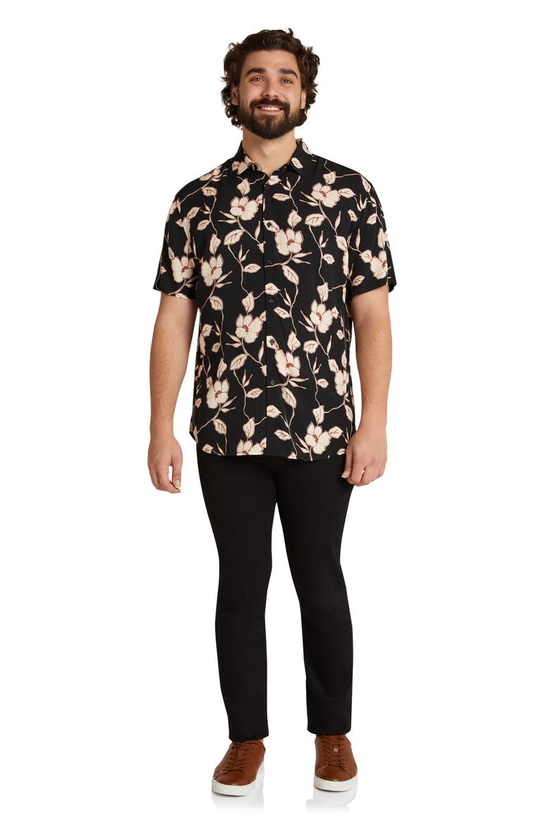Brixton Floral Short Sleeve Button-Up Shirt, Alternate, color, BLACK