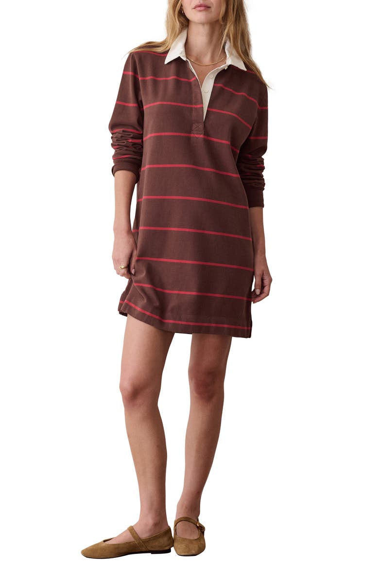 Maggie Long Sleeve Rugby Minidress, Main, color, CHOCOLATE AND BERRY STRIPE