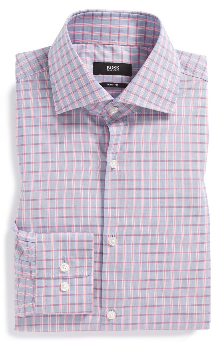 BOSS 'Miles' Sharp Fit Plaid Dress Shirt, Main, color, 