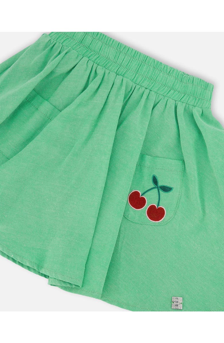 Deux par Deux Organic Cotton Embroidery Flared Skort, Alternate, color, Green